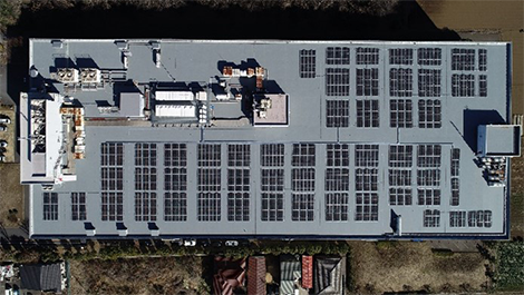 Solar panels on the roof of Isetan Mitsukoshi Logistics Center